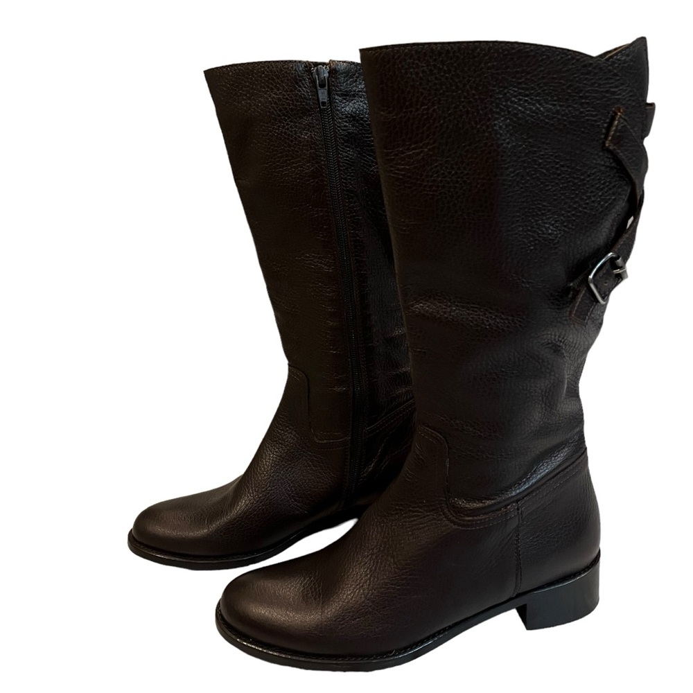 NWOT, Sesto Meucci Brown Pebbled Leather Riding Boots, Sz EU 37 - Picture 3 of 15